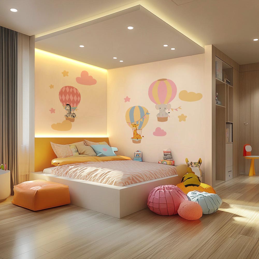 Animal Safari Balloons in the Sky - Murals by Numbers Kit