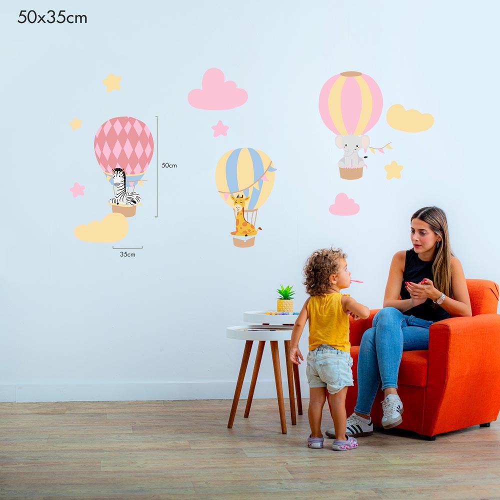 Animal Safari Balloons in the Sky - Murals by Numbers Kit