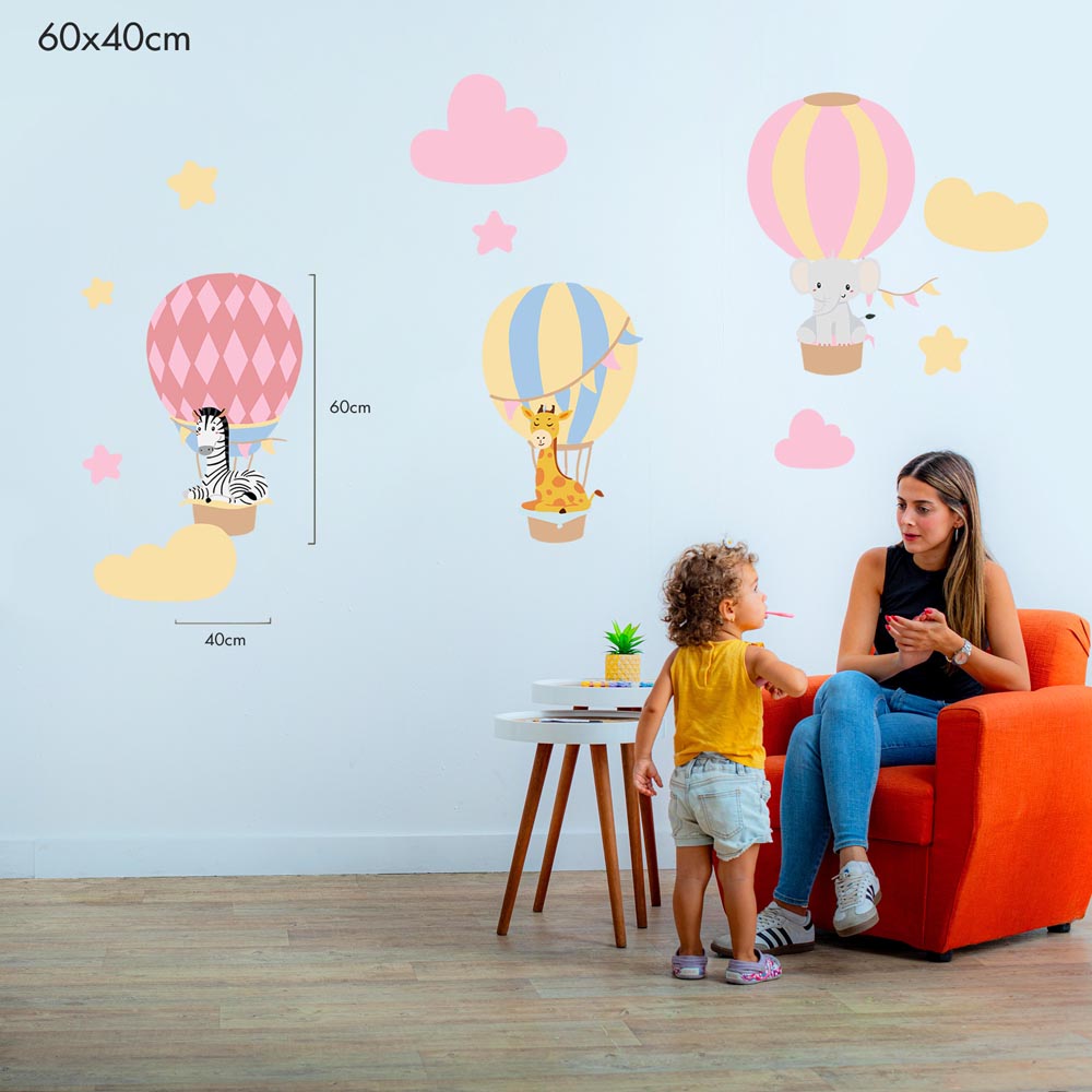Animal Safari Balloons in the Sky - Murals by Numbers Kit