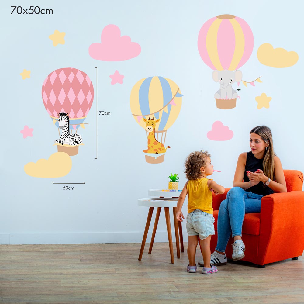Animal Safari Balloons in the Sky - Murals by Numbers Kit