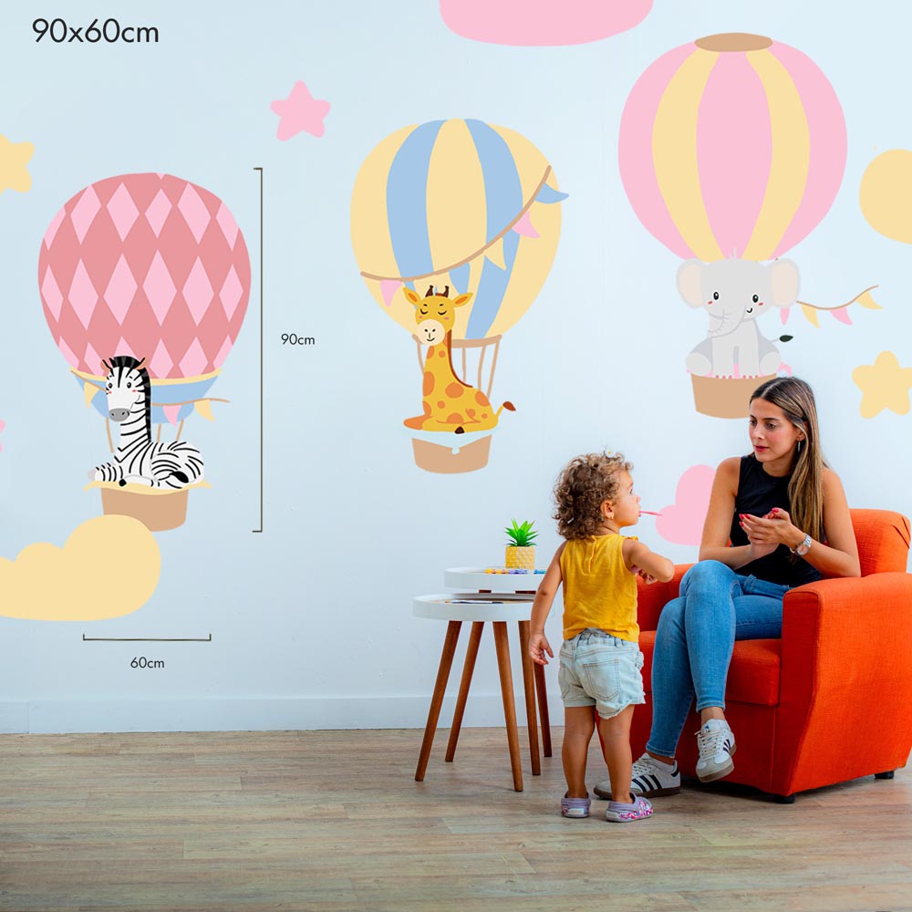 Animal Safari Balloons in the Sky - Murals by Numbers Kit