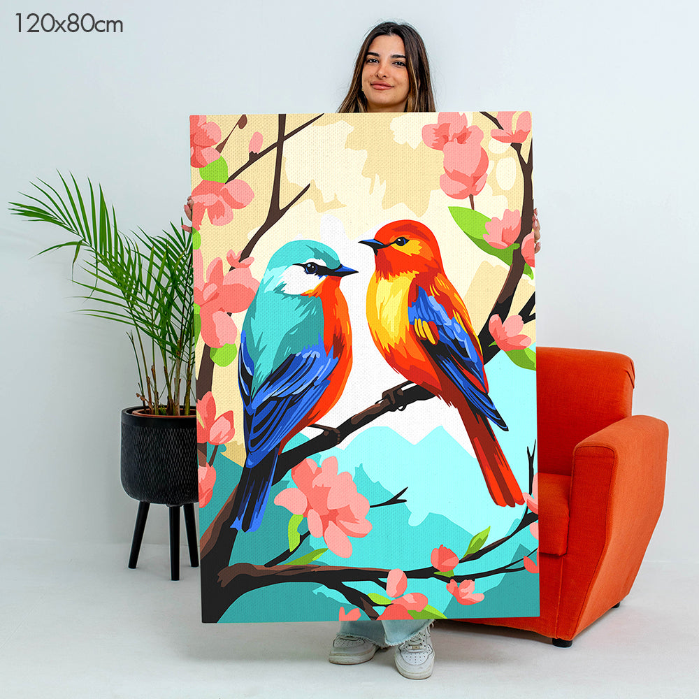 Vivid Birds Perch - Paint By Numbers Kit