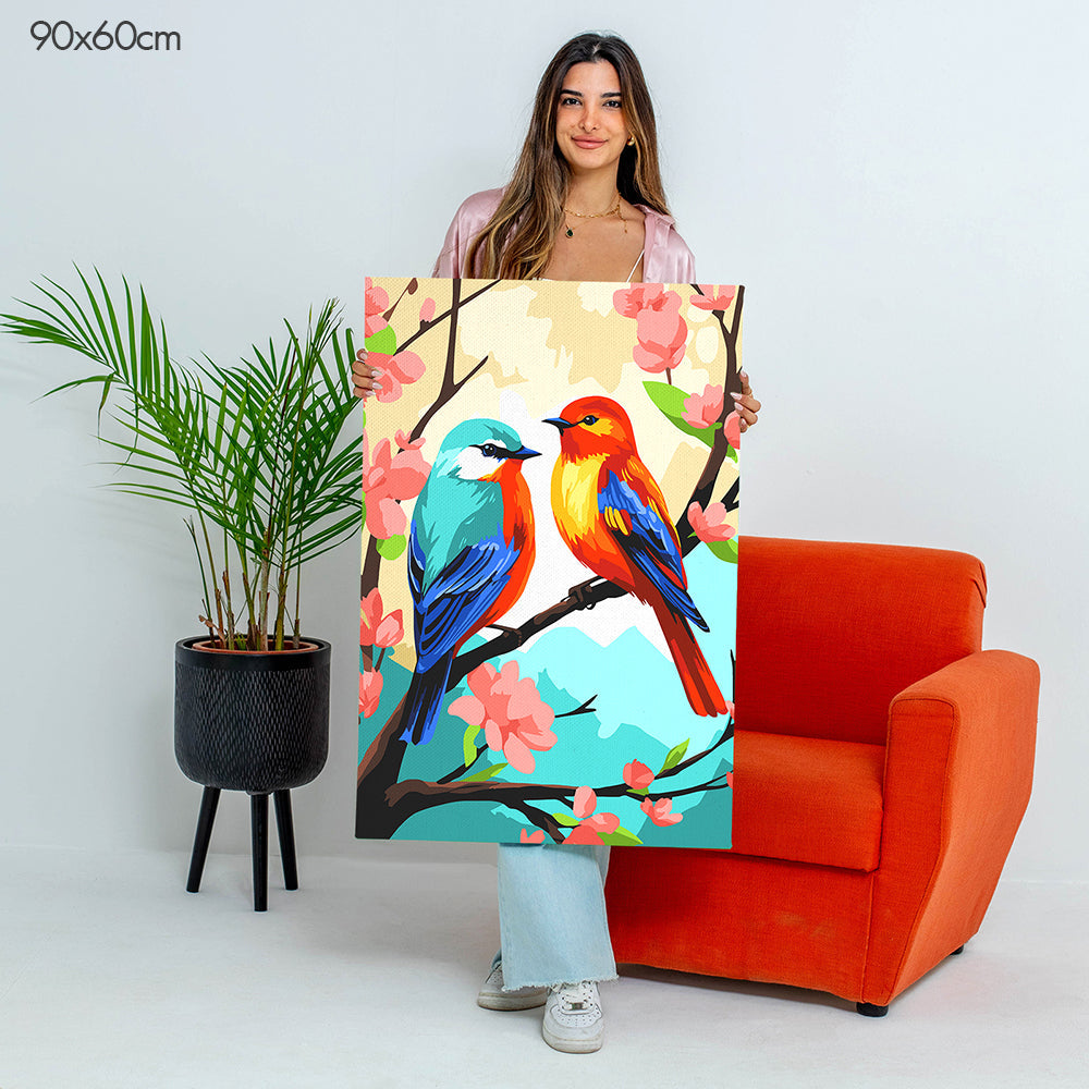 Vivid Birds Perch - Paint By Numbers Kit