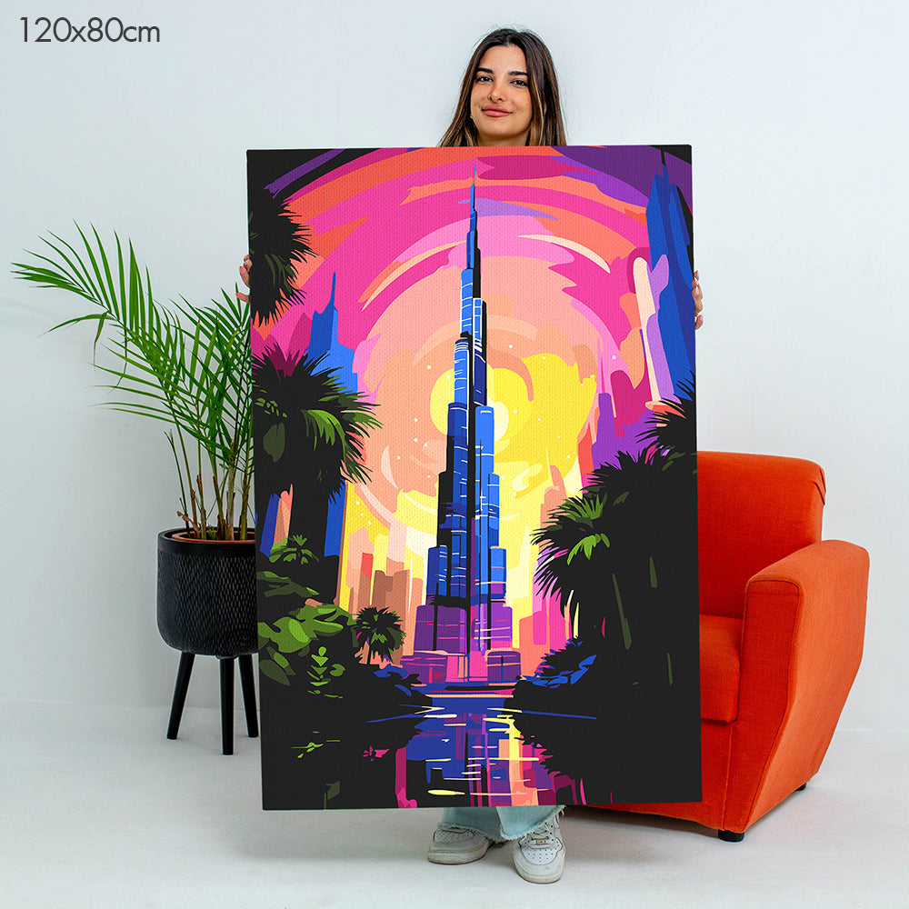 برج خليفة عند االمساء - مجموعة الرسم حسب الأرقام
