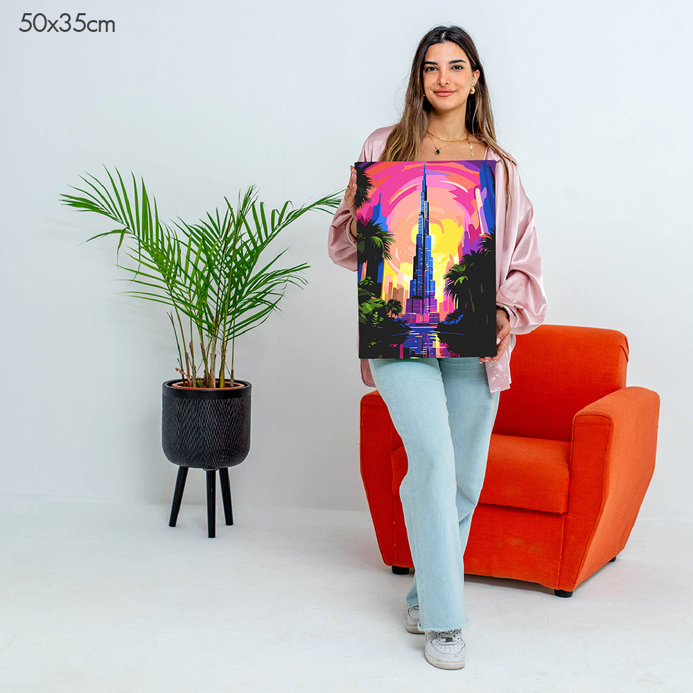 برج خليفة عند االمساء - مجموعة الرسم حسب الأرقام