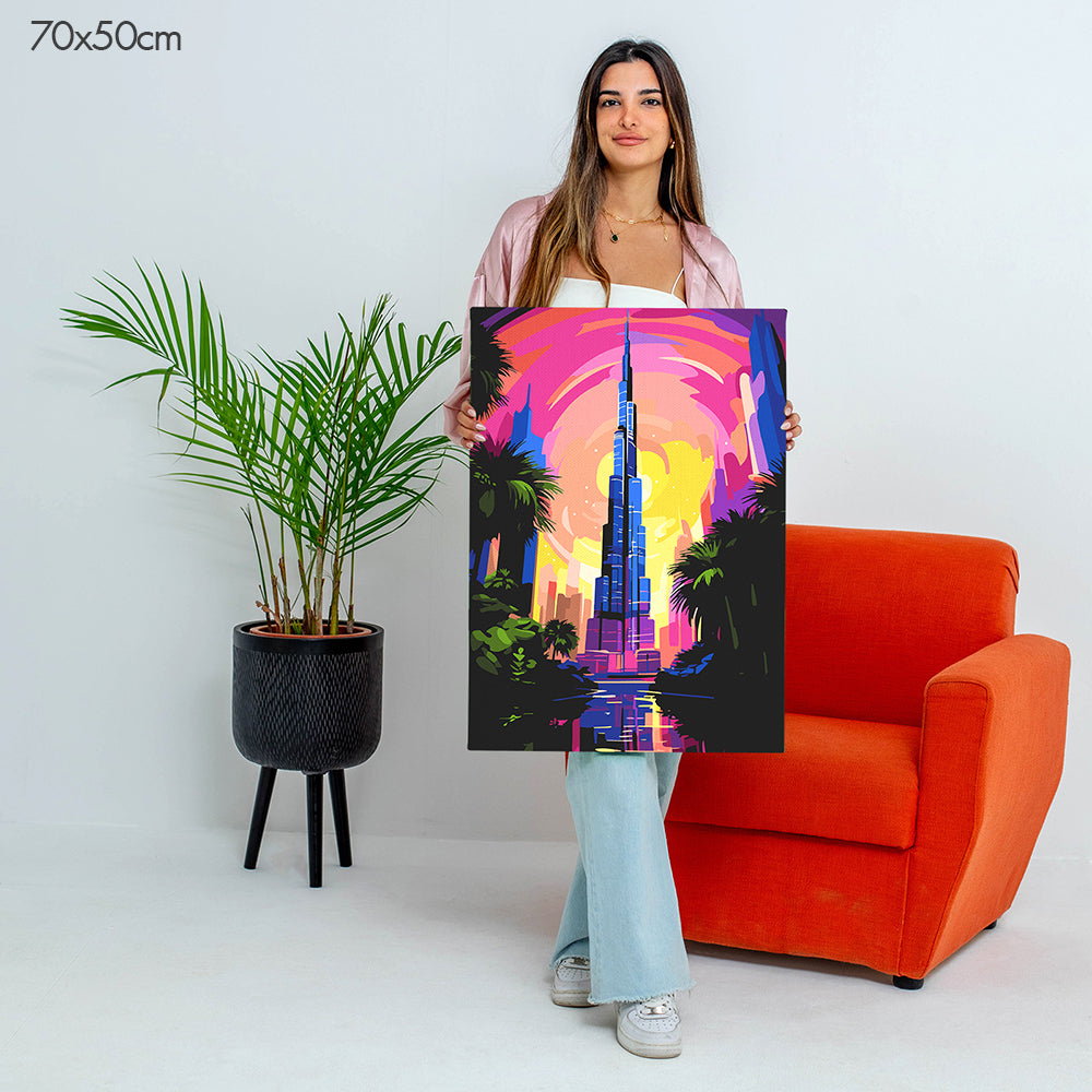 برج خليفة عند االمساء - مجموعة الرسم حسب الأرقام