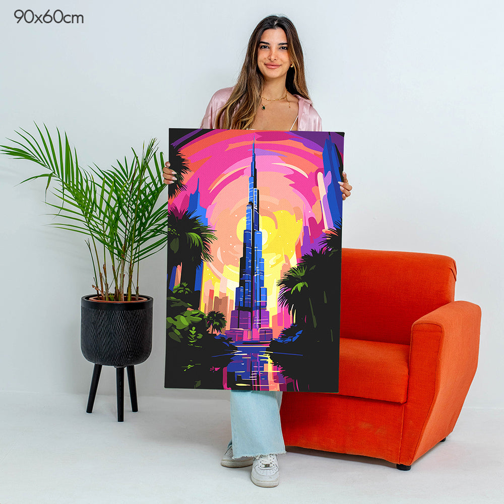 برج خليفة عند االمساء - مجموعة الرسم حسب الأرقام