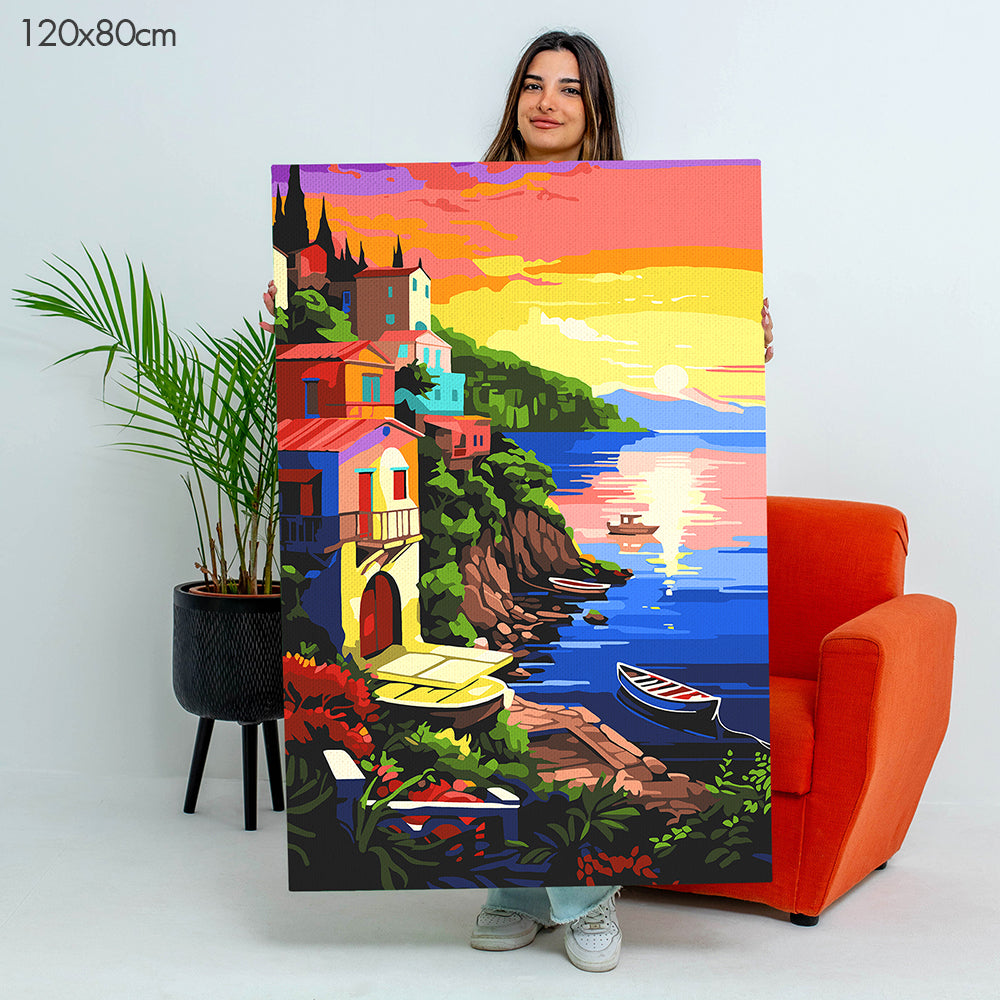 Serene Lakeside Sunset - Paint By Numbers Kit