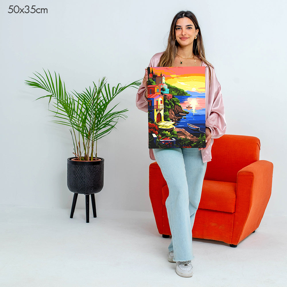 Serene Lakeside Sunset - Paint By Numbers Kit