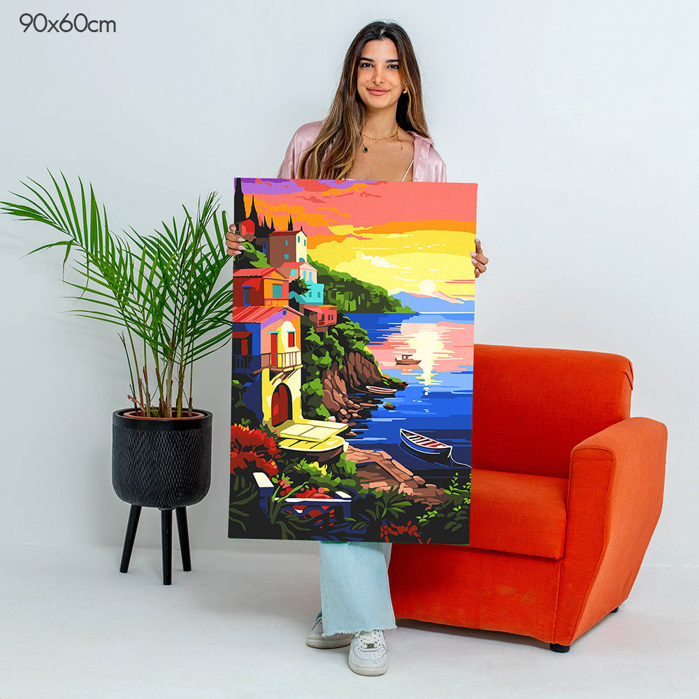 Serene Lakeside Sunset - Paint By Numbers Kit