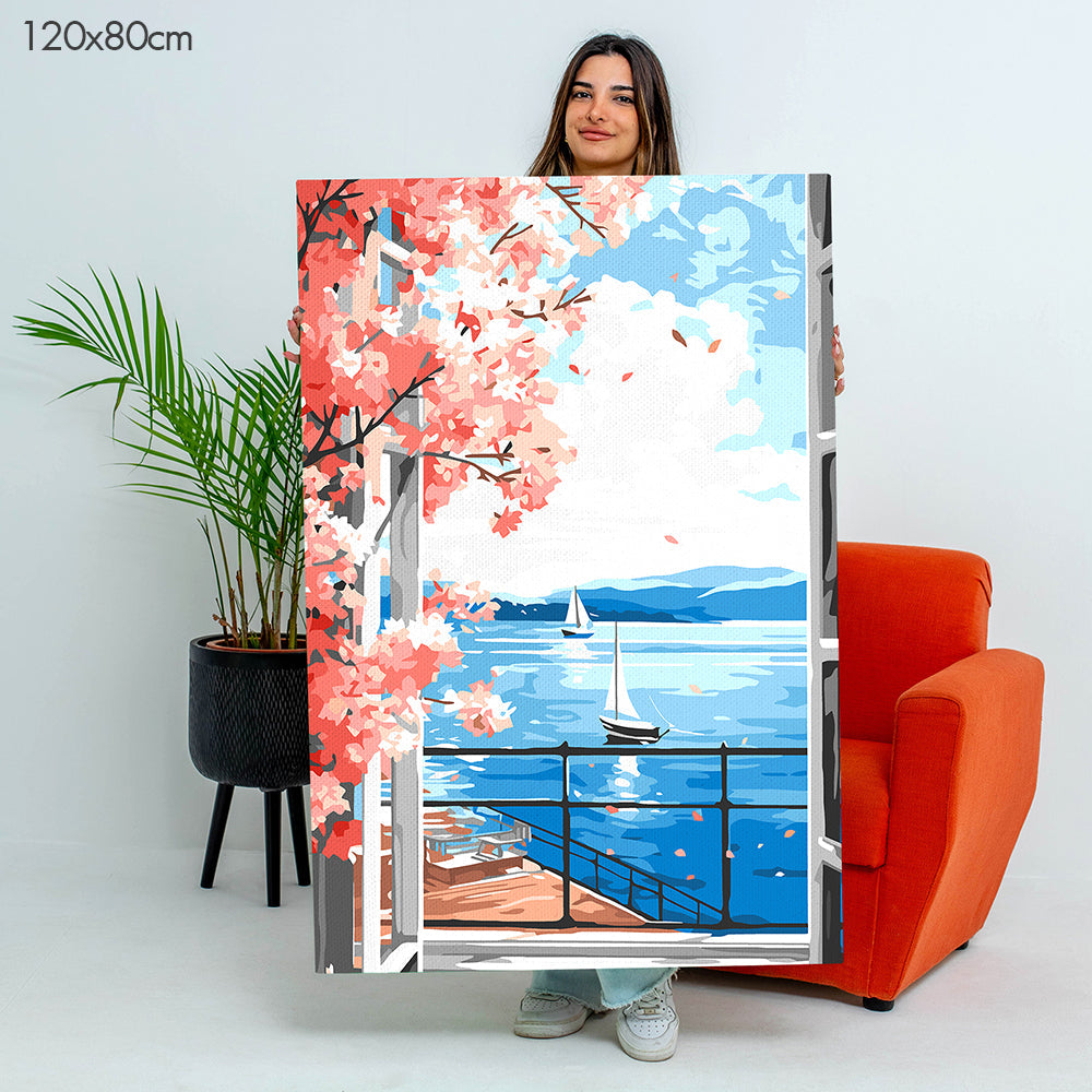 Lakeside Window Panorama - Paint By Numbers Kit