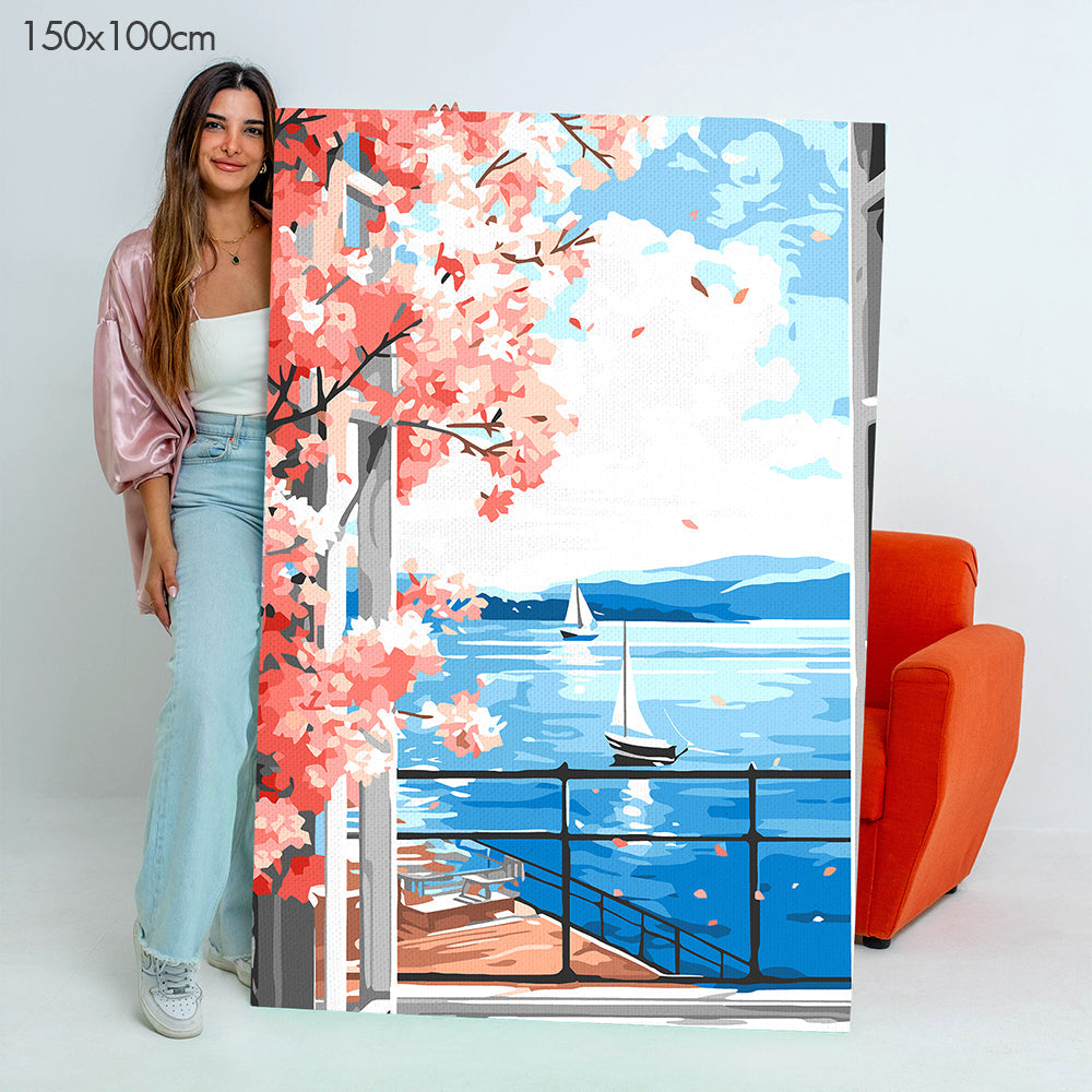 Lakeside Window Panorama - Paint By Numbers Kit