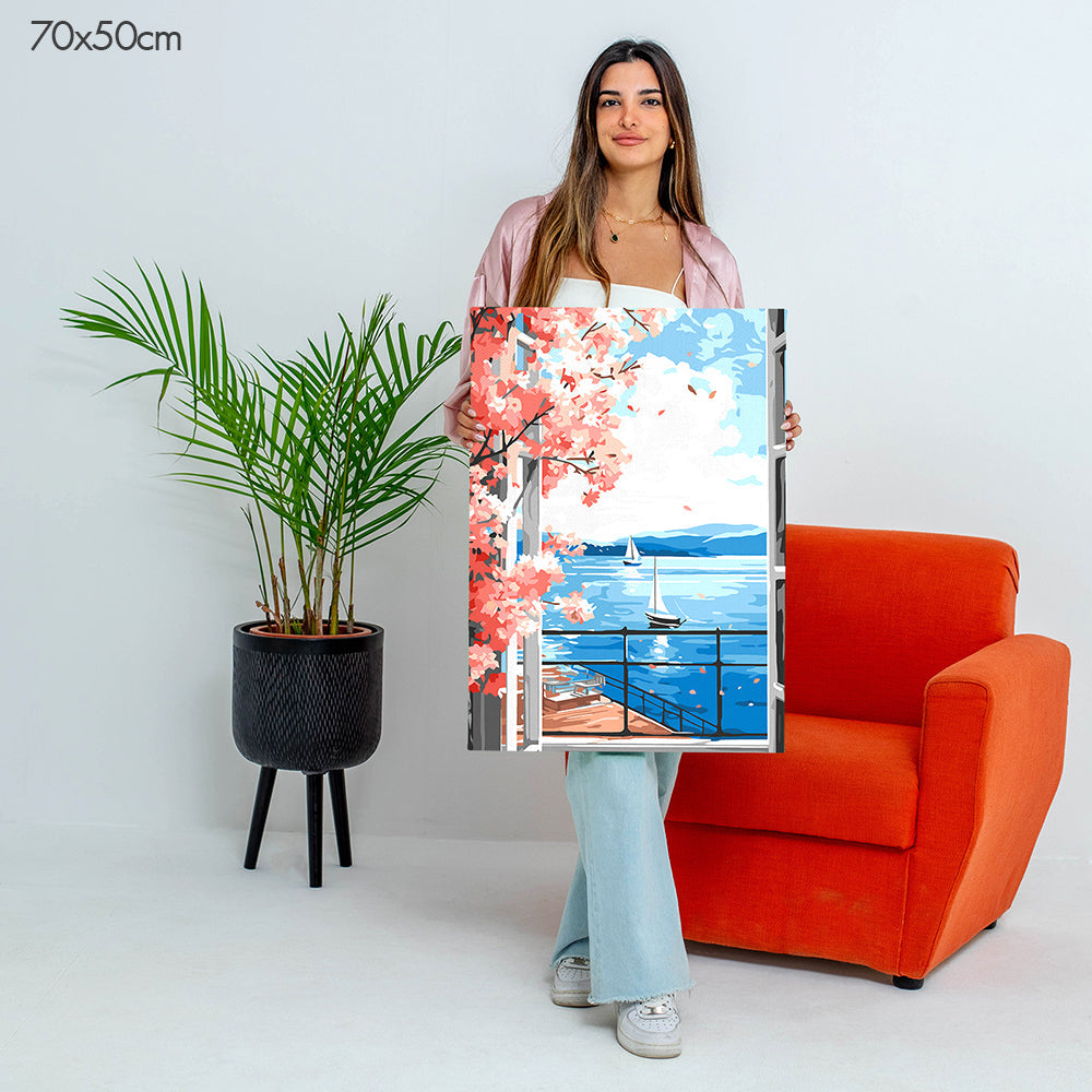 Lakeside Window Panorama - Paint By Numbers Kit
