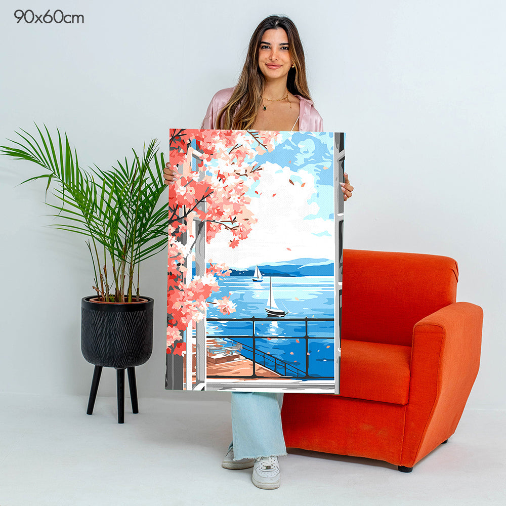 Lakeside Window Panorama - Paint By Numbers Kit