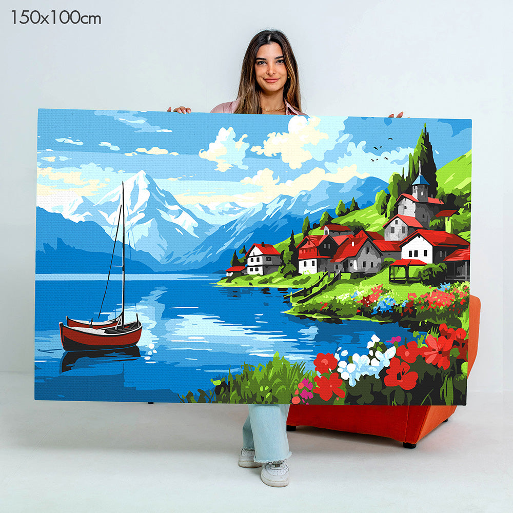 Alpine Lakeside Village - Paint By Numbers Kit