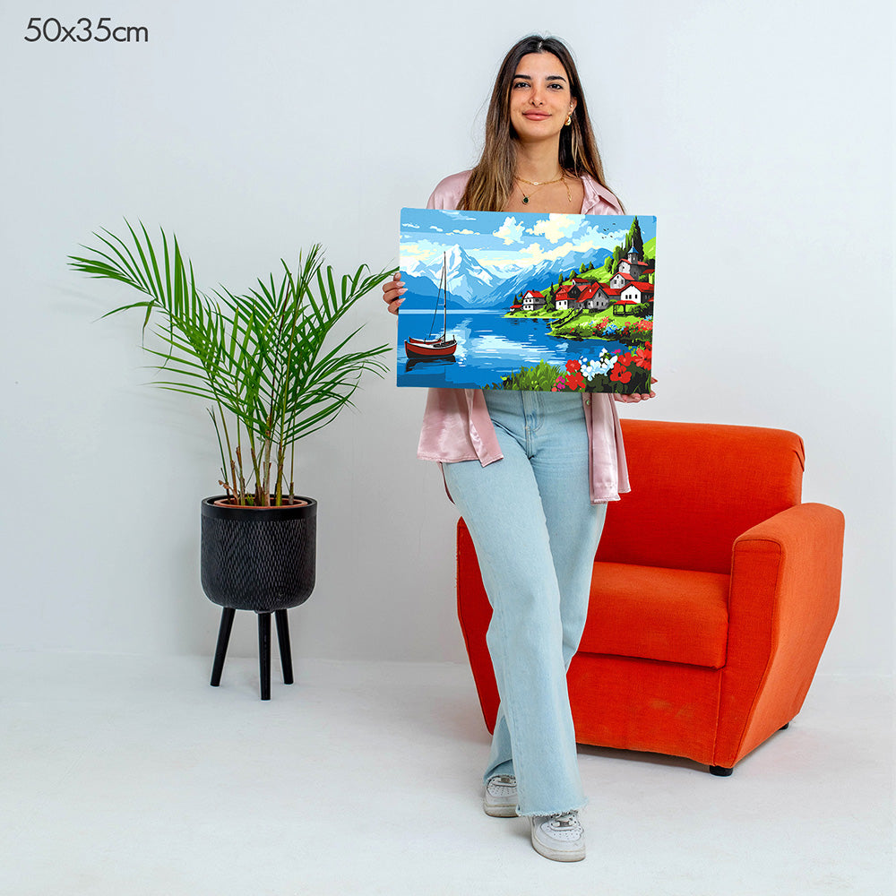 Alpine Lakeside Village - Paint By Numbers Kit