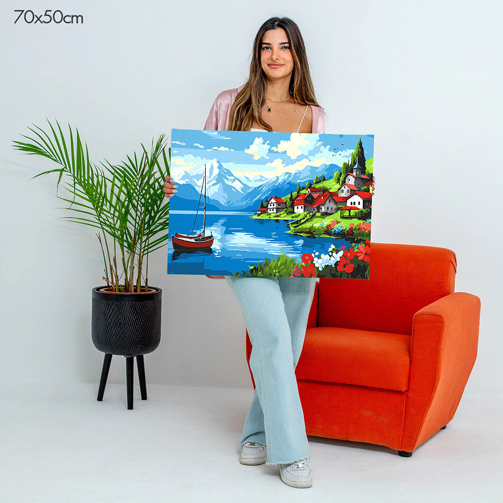 Alpine Lakeside Village - Paint By Numbers Kit