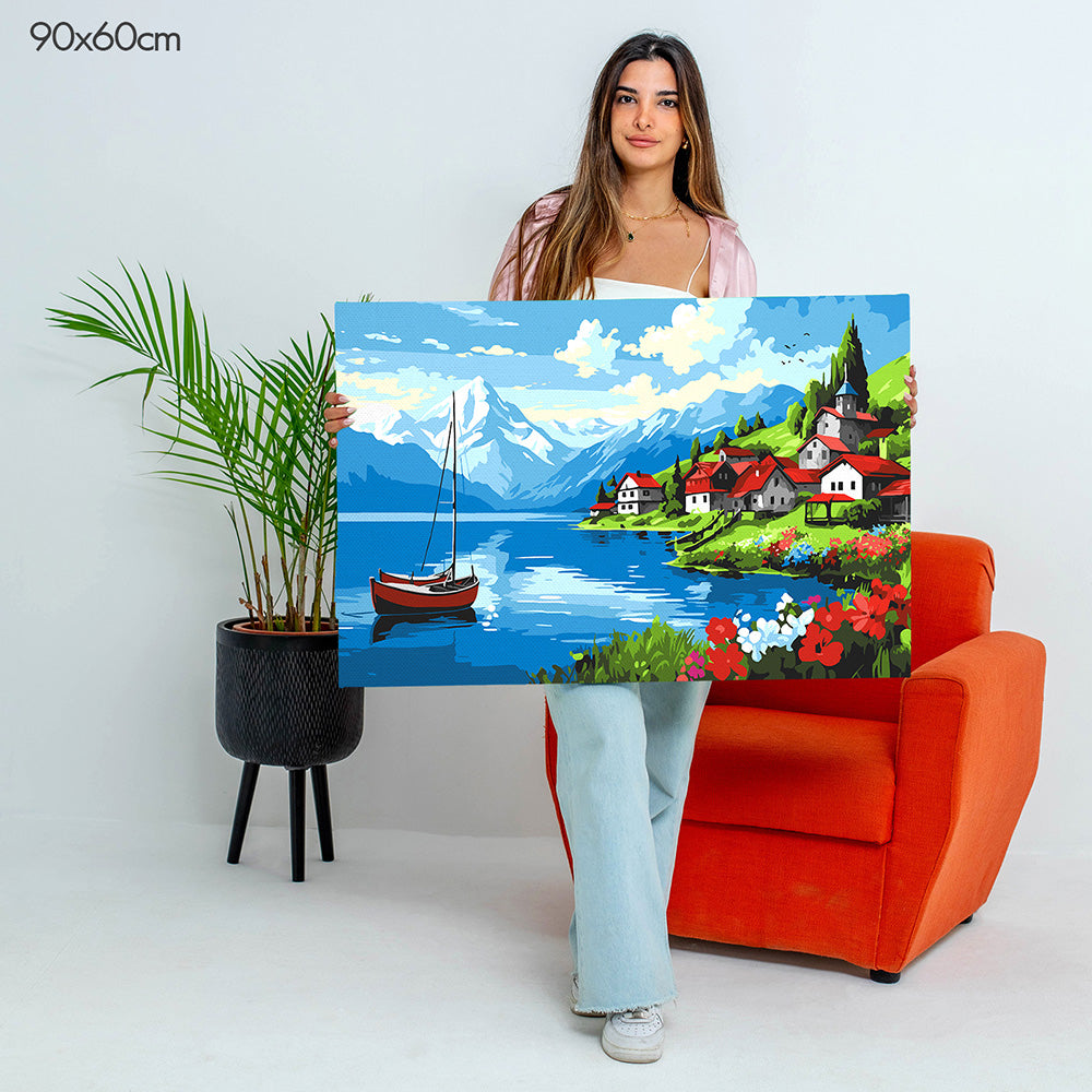 Alpine Lakeside Village - Paint By Numbers Kit