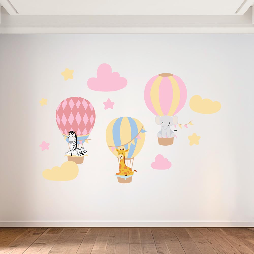 Animal Safari Balloons in the Sky - Murals by Numbers Kit