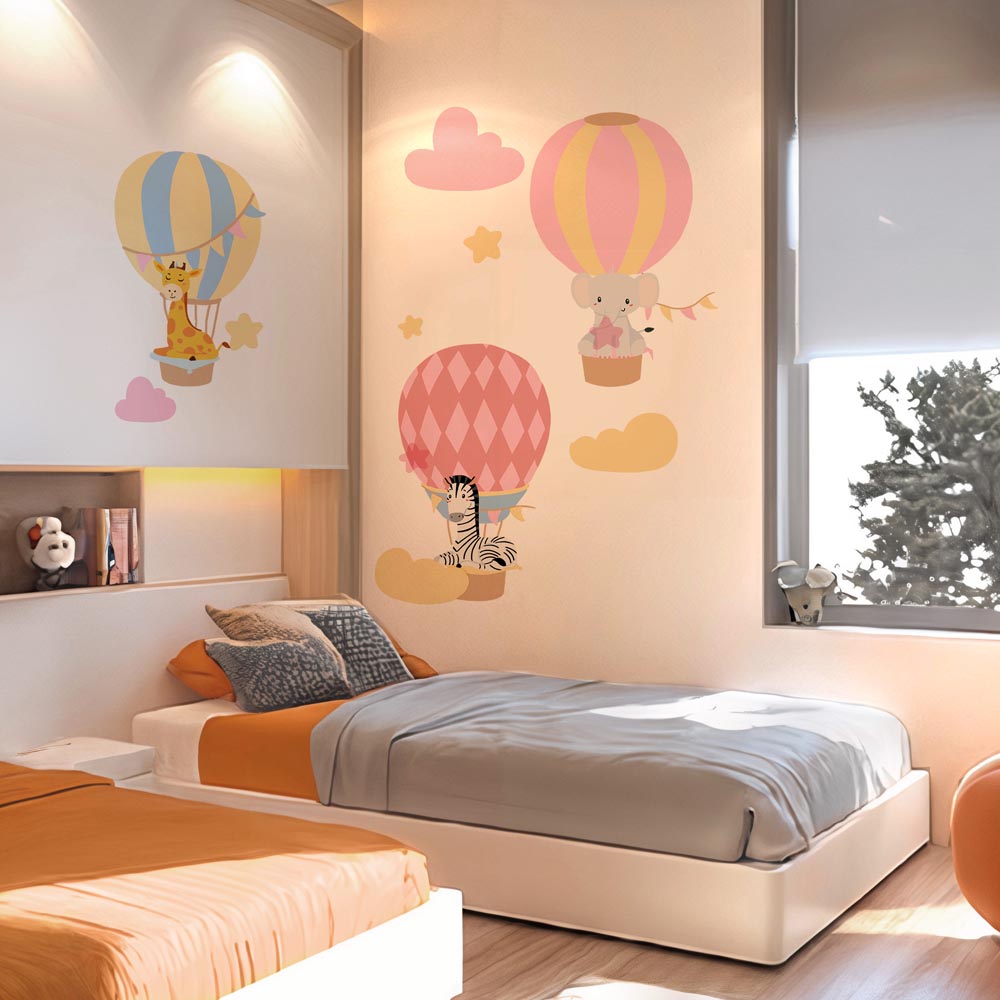 Animal Safari Balloons in the Sky - Murals by Numbers Kit