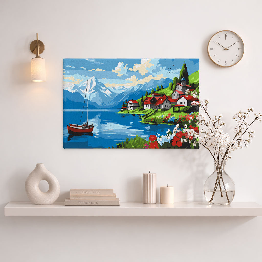 Alpine Lakeside Village - Paint By Numbers Kit